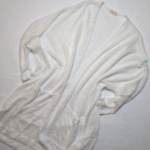 ANTHROPOLOGIE MARONIE Open Cardigan Lightweight Pockets in White Size Medium